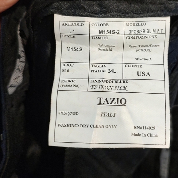 Tazio Italy Elegant Dark Blue Men's Slim Fit Suit - Picture 8 of 10